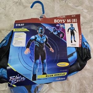 Halloween Costume Boy Blue Beetle Size Medium 8 New Rubles Party Mask Padded 2pc